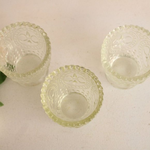 Vintage 1990s Cut Glass Candle Holders by Anthropologie, Fleur De Lis Pattern, - Picture 6 of 10